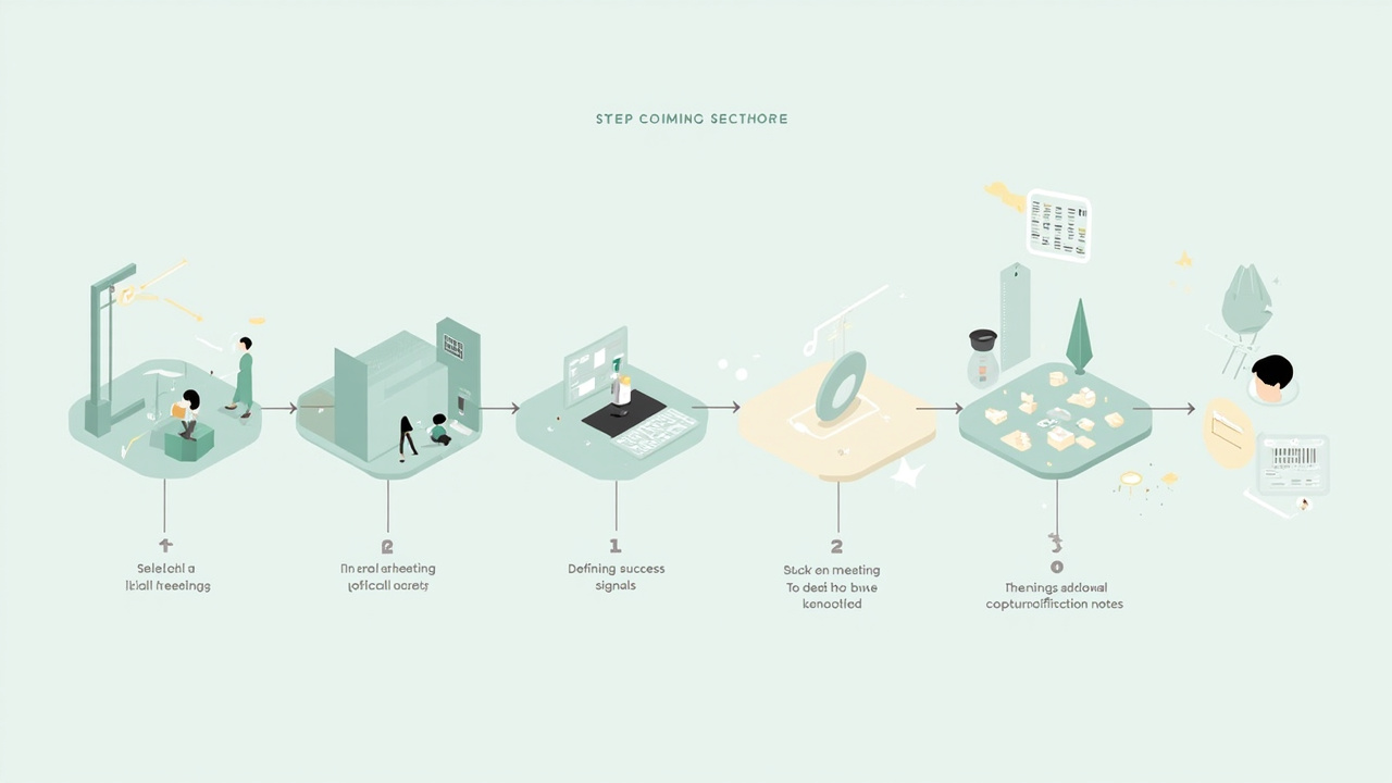 Step-by-step illustration of a pilot workflow for testing a glasses-free 3D monitor in a real review meeting.