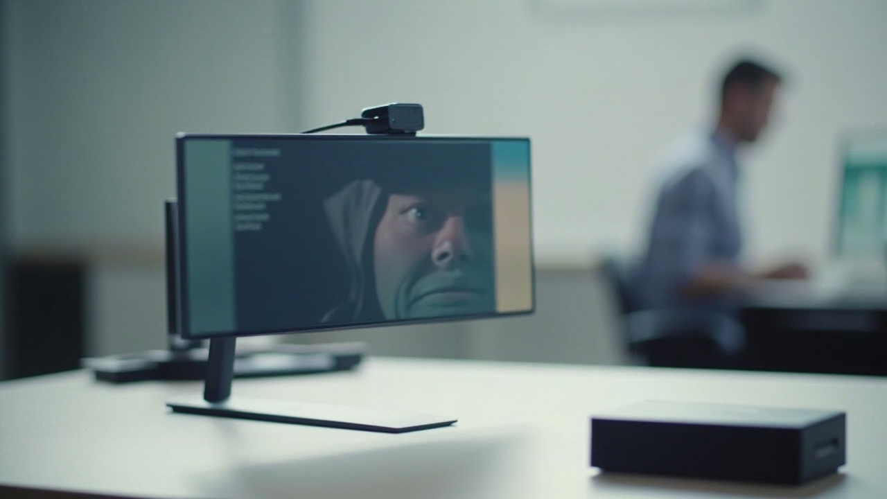 Glasses-free 3D monitor on a desk with a single seated reviewer, illustrating the 'naked-eye 3D' label in a real working setup