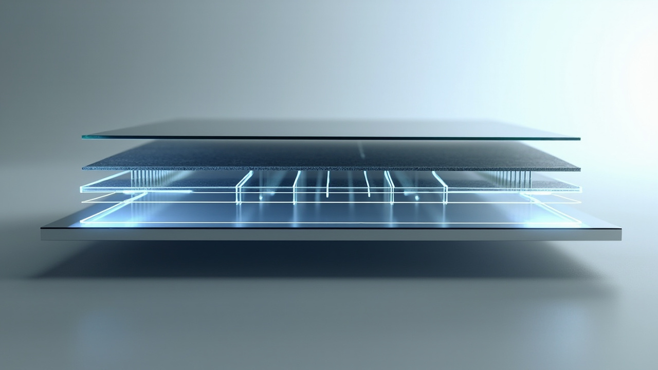 Cutaway illustration of a parallax barrier display showing the slit layer above the LCD pixel columns.