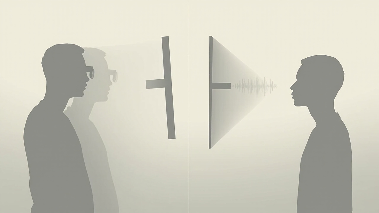 Diagram-style illustration explaining the difference between passive polarised stereoscopic viewing and eye-tracked autostereoscopic viewing.