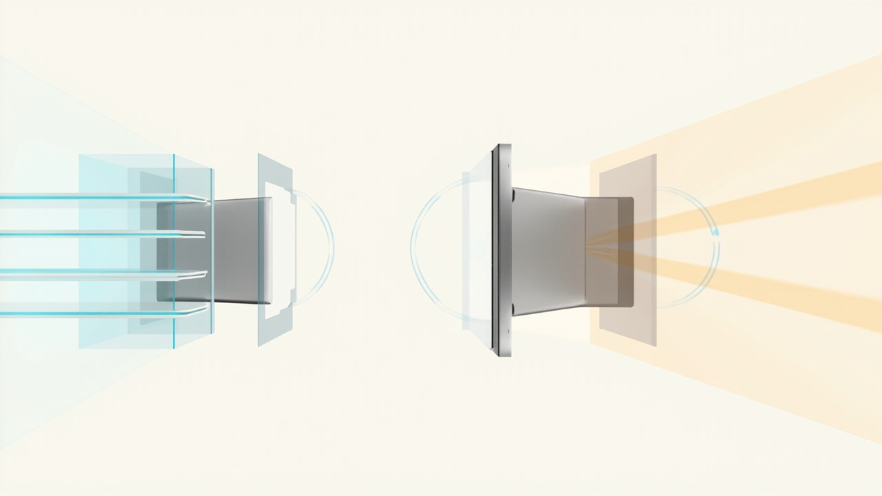 Diagram-style explanation of how a volumetric display differs from an autostereoscopic monitor at the optical level.