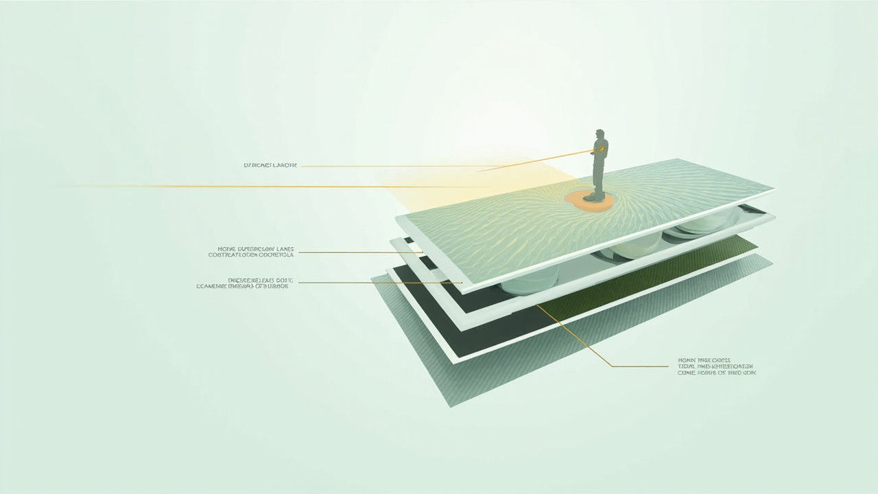 Diagram showing how a lenticular optical layer splits an image into multiple views, with a viewer standing in the correct sweet spot for 3D perception.
